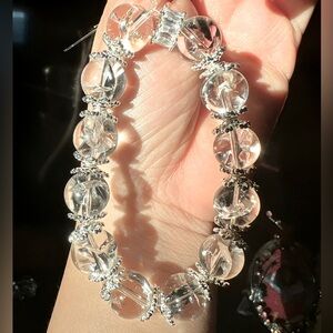 Customized Rainbow Clear Quartz Bracelet with Crystal Spacer
